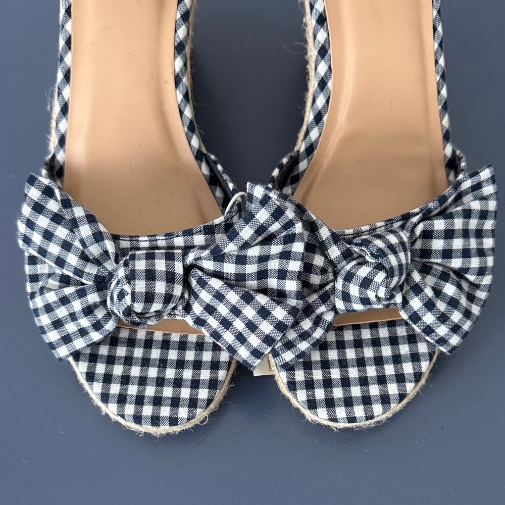 “OLD NAVY” Gingham Bow Espadrille Wedge Sandals - Picture 3 of 6